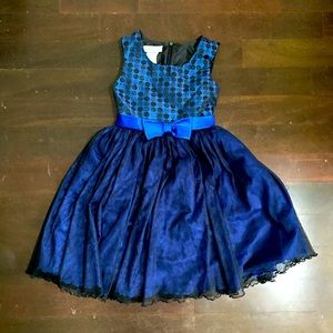 Girls Size 7 Bonnie Jean Formal Dress Black/Blue